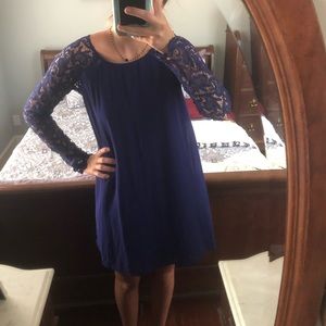Royal blue flowy long sleeved dress